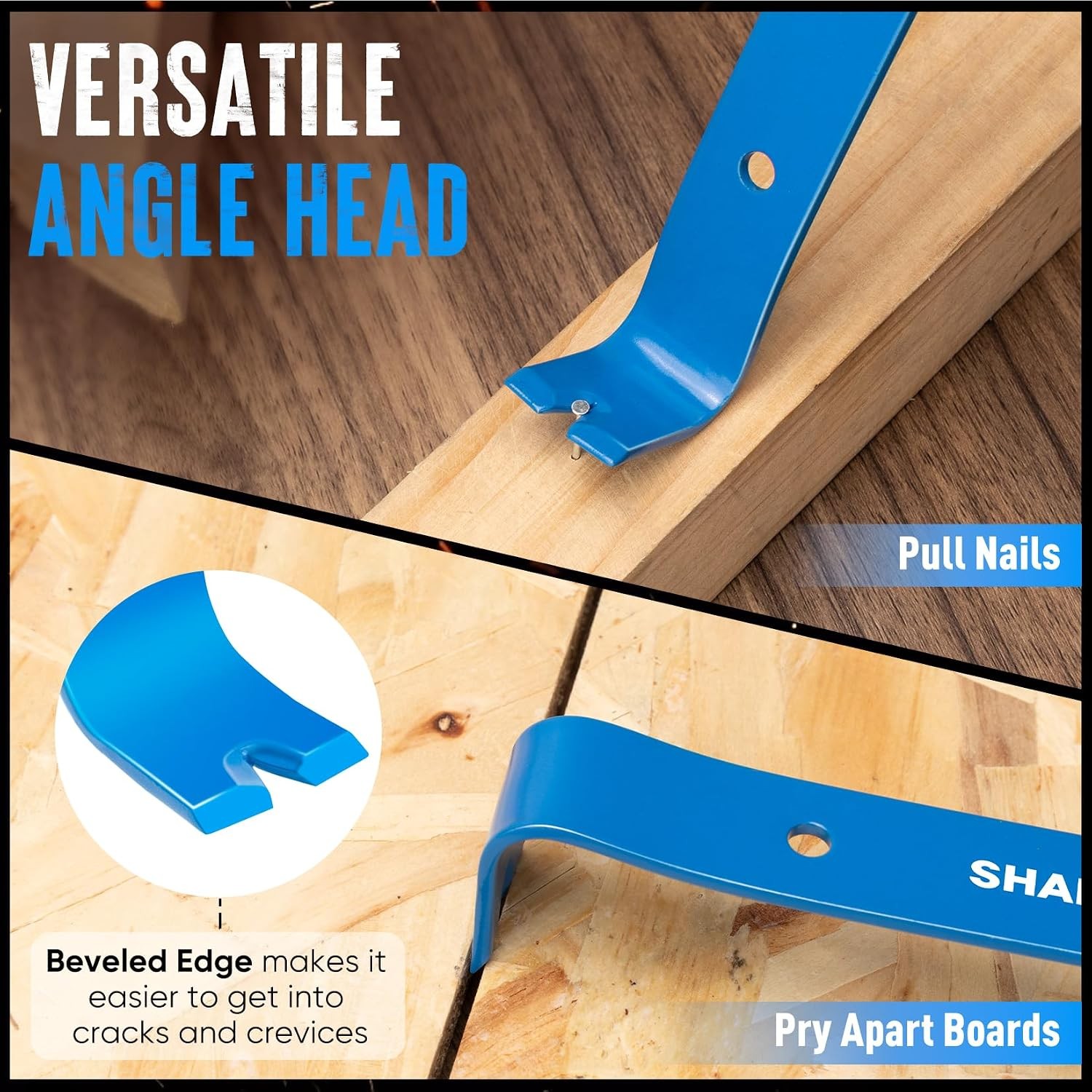 SHALL 3pc Mini Flat Pry Bar Set 5.25 7.25 9.25in Nail Puller