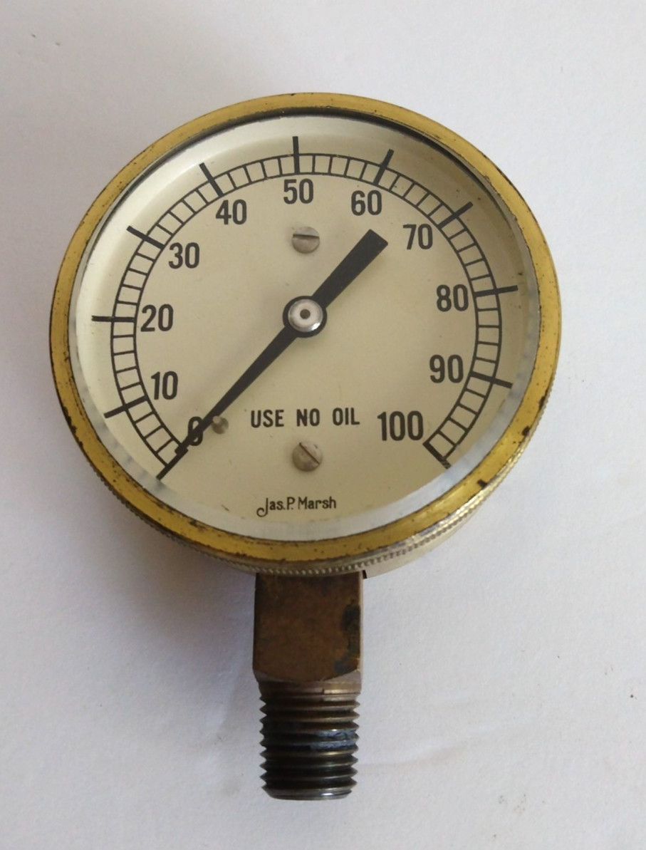 Vintage JAS P. MARSH Pressure Gauge 0-100 PSI