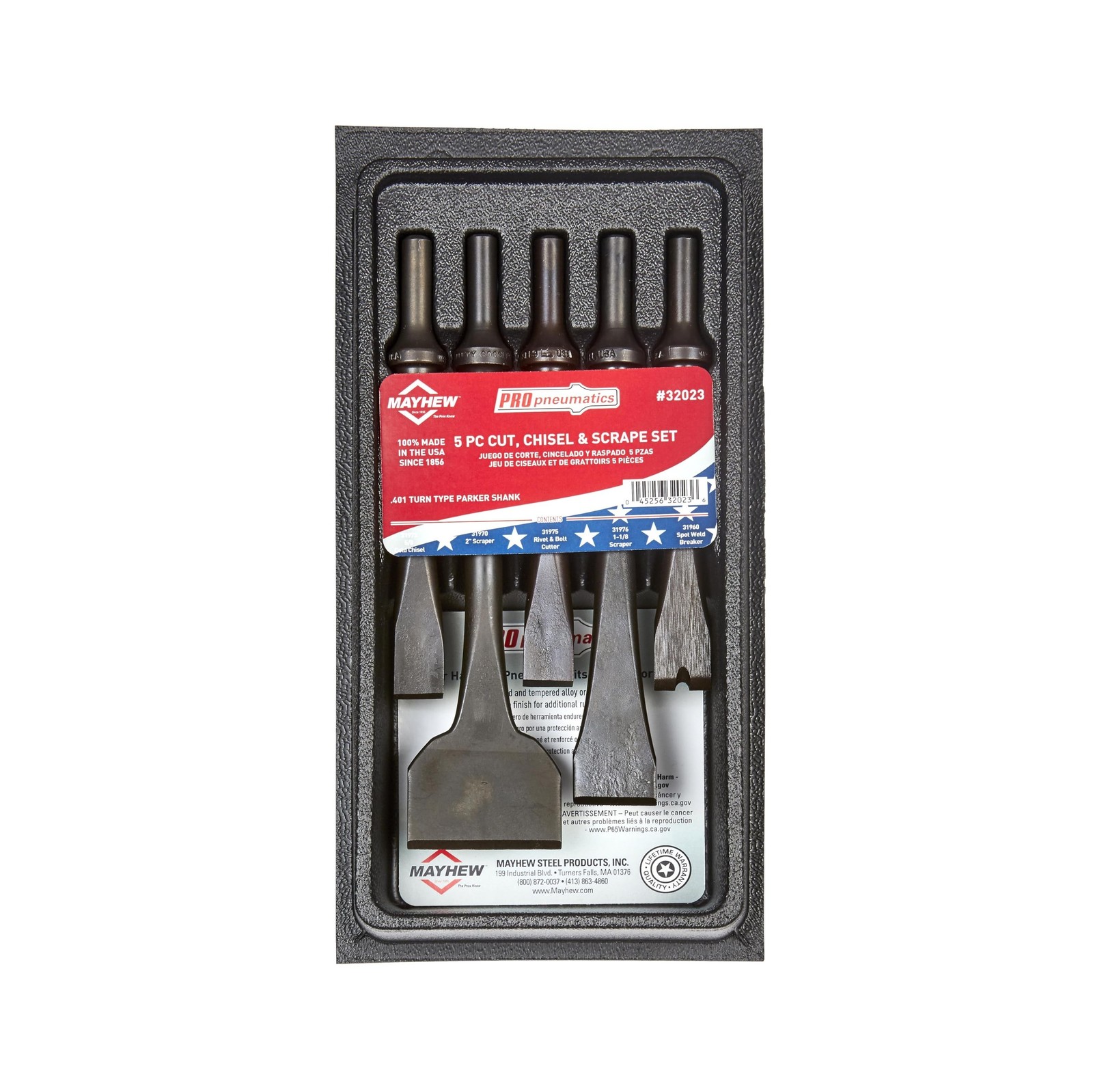 Mayhew Tools 32023 Pneumatic Cut, Chisel and Scraper Set, Black Oxide Finish,…