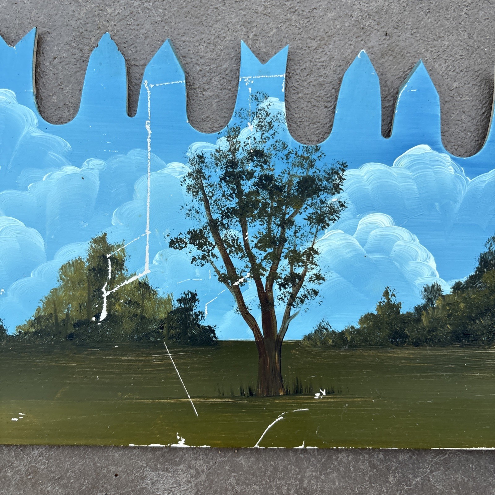 5’6″ Hand Painted 2 Man 2 Handle Crosscut Saw Folk Art Country Farm Amish Barn