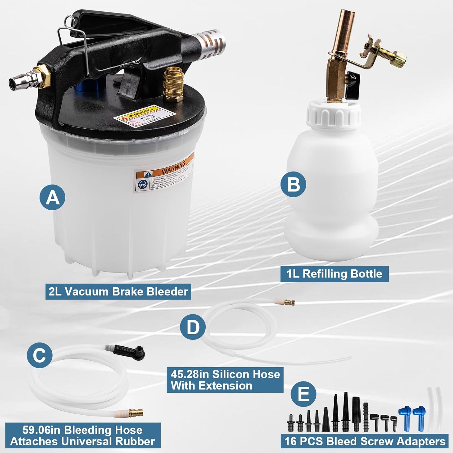 3L Vacuum Brake Bleeder Kit, One Person Pneumatic Brake Fluid Bleeder, Flush Kit