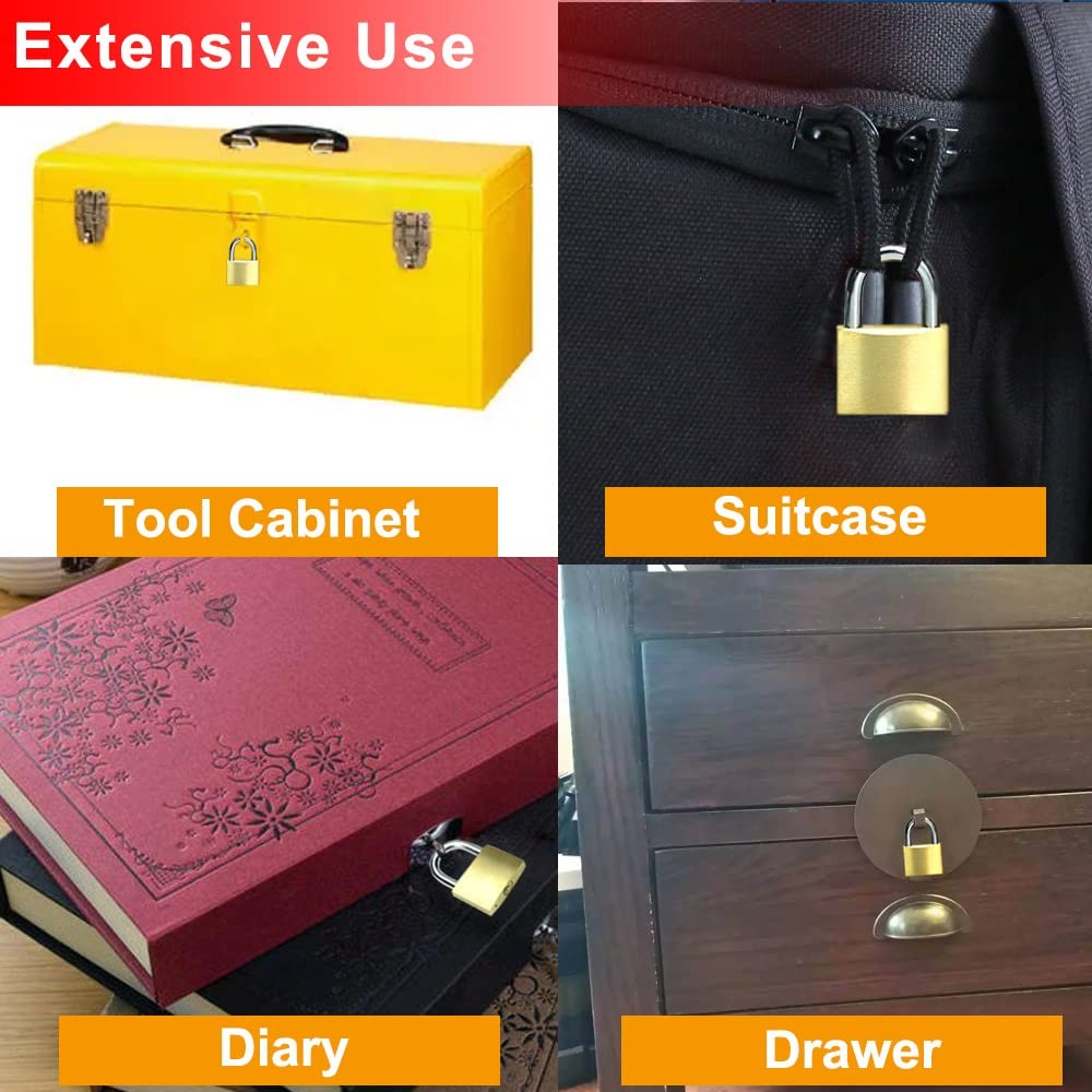 Solid Brass Same Keyed Padlock keyed Alike Locks of 12 Pack, Solid Lock with (25