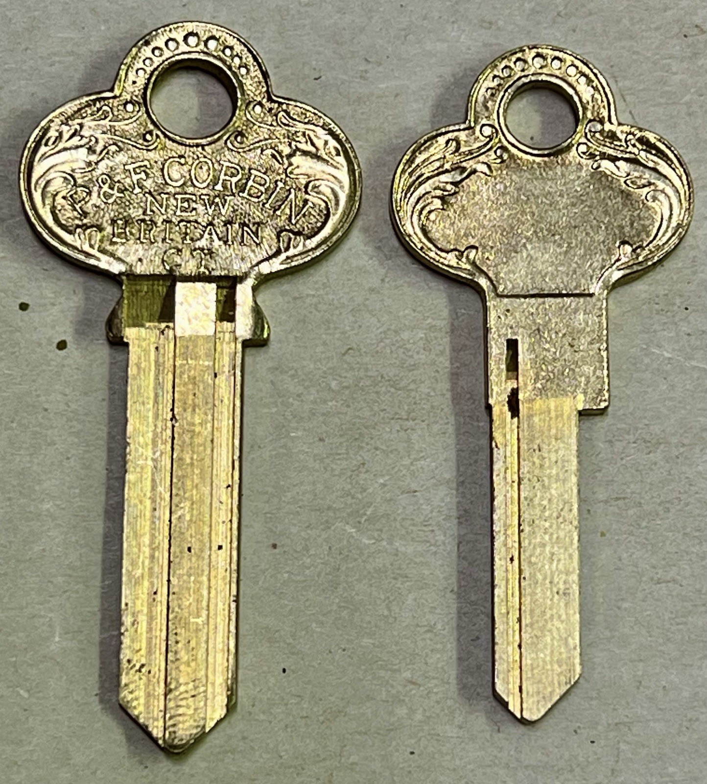 1 Antique Vintage P&F Corbin New Britain CT Key Blank Ornate Keyblank Locksmith