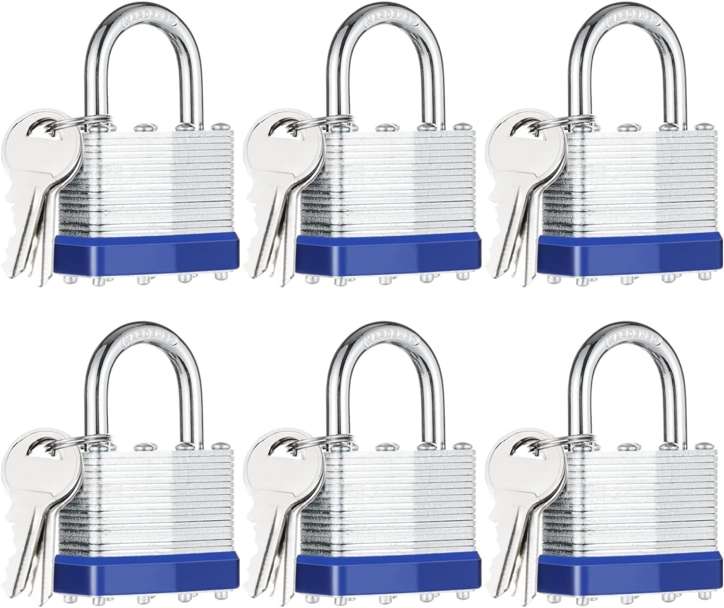 6Pcs Padlocks with Same Keys,Laminated Steel (1-9/16″,40Mm),Normal Shackle for S