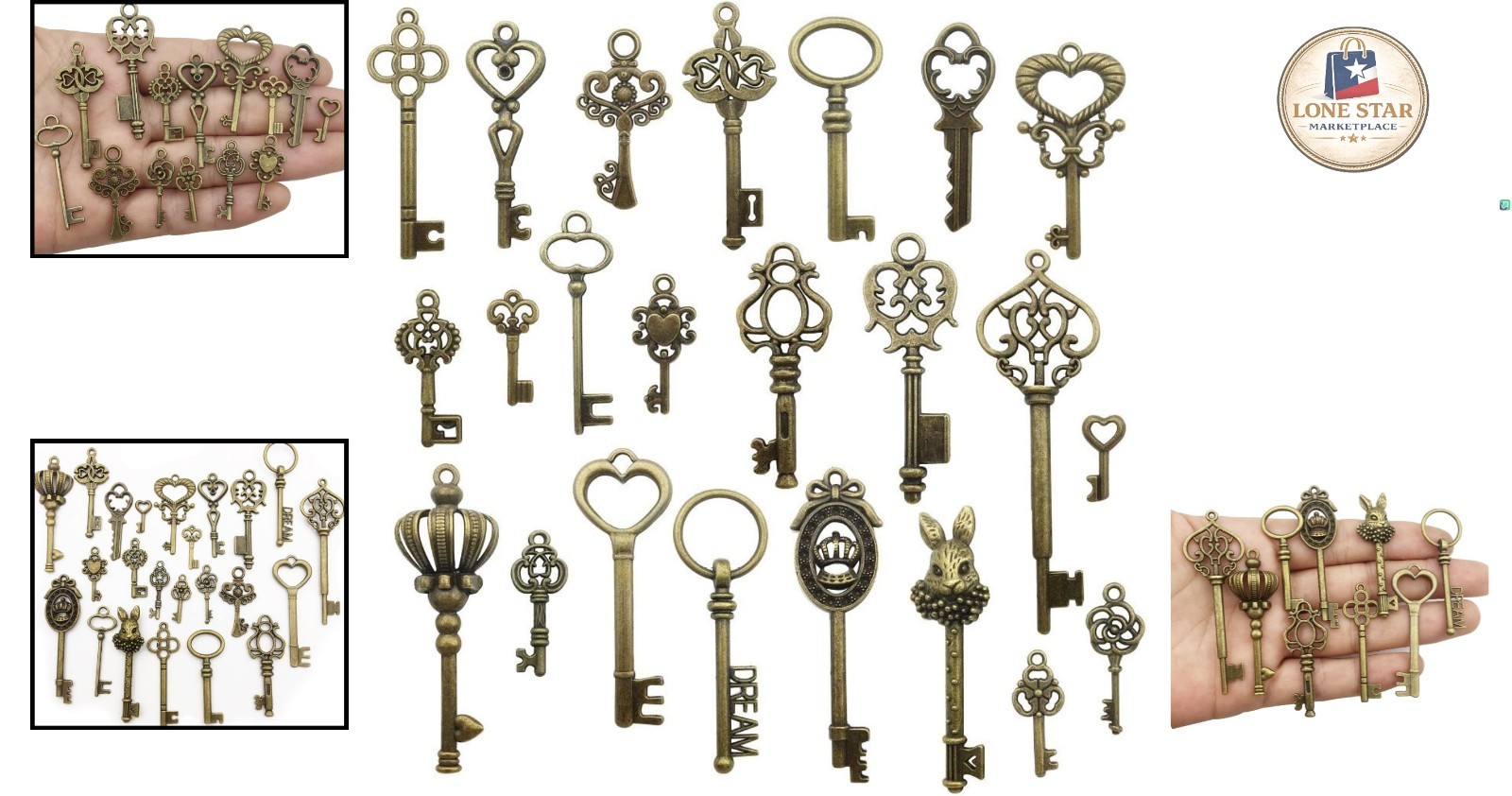 Versatile Vintage Skeleton Key Set – 46 Bronze Charms for Creative DIY Lovers