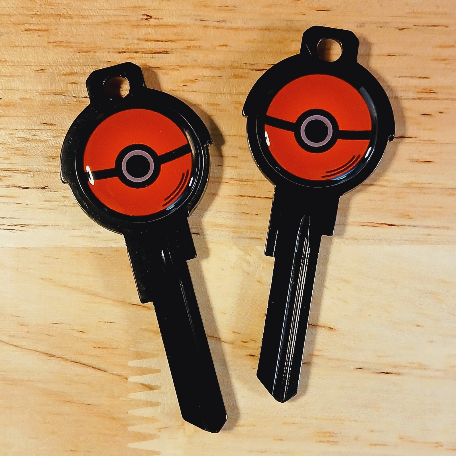 2x Pokeball Black Titanium Epoxy Deco Keys works with KW1 #66 Kwikset House Keys