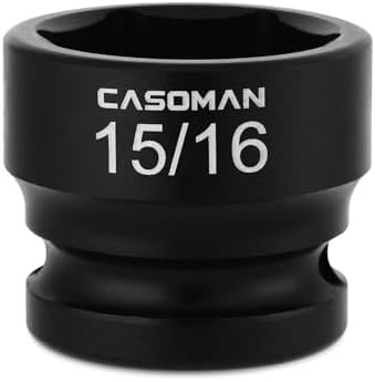 1/2″ Drive 15/16″ Stubby Impact Socket Set, 6-Point, 1.1″ Length, CR-MO, SAE