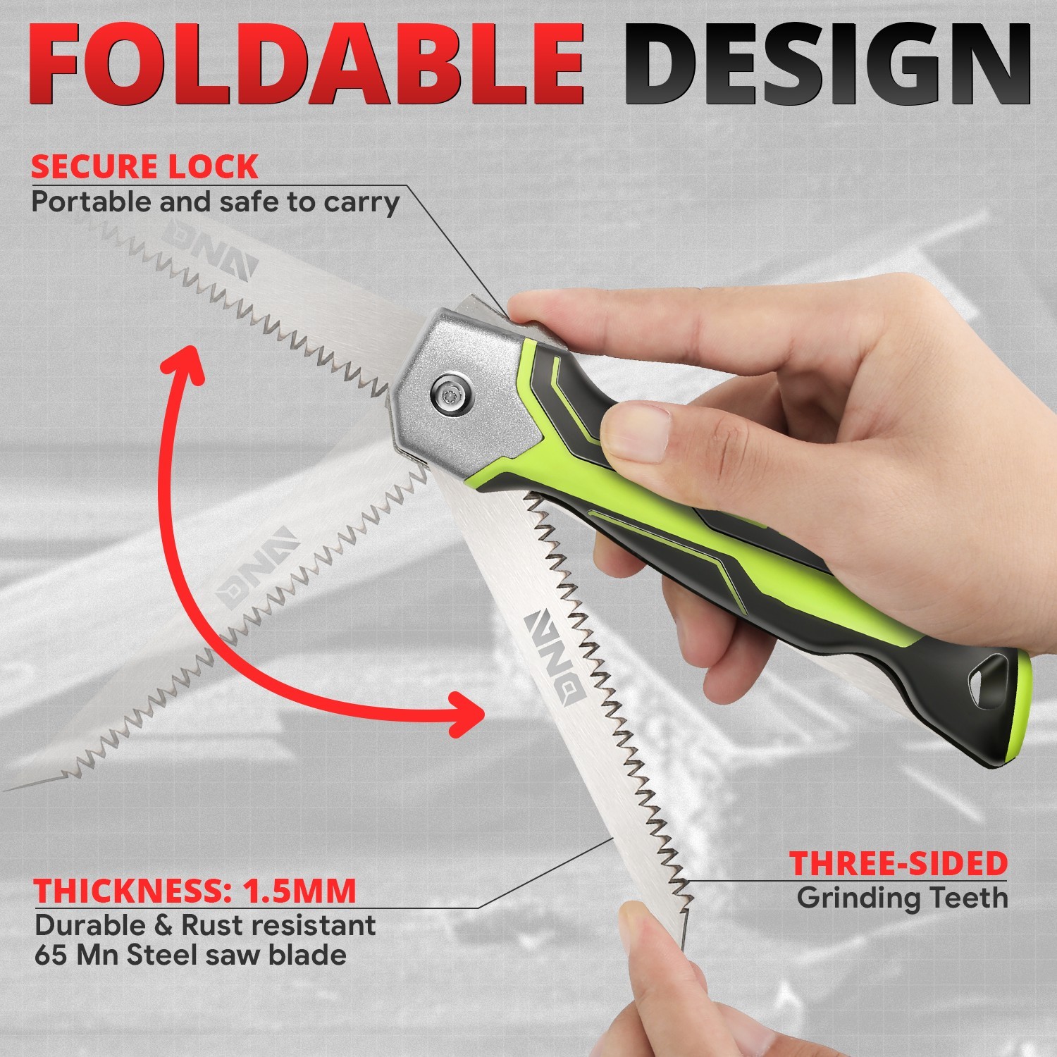 Foldable Wallboard Plywood PVC Drywall Hand Jab Saw w/ Lockback & Soft Grip