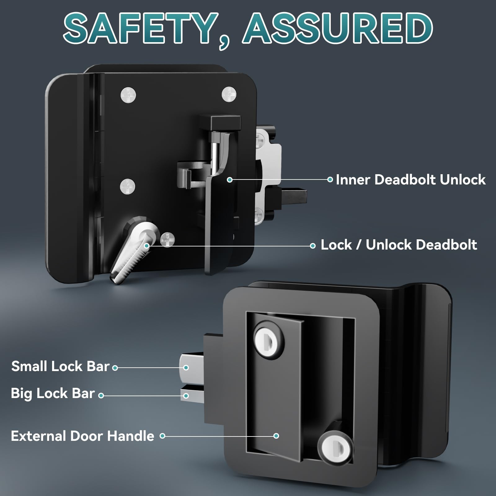 Heavy Duty Full Metal RV Door Lock, Paddle Deadbolt Handle with 2 Keys, Upgra…