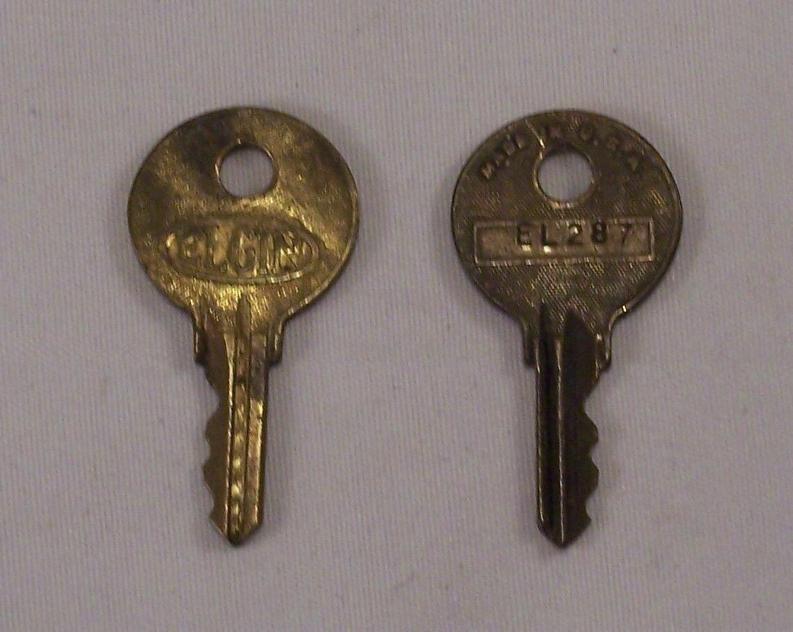 Vintage Elgin Key # EL287 Antique Clock Lock Box Cabinet Lot Of 2