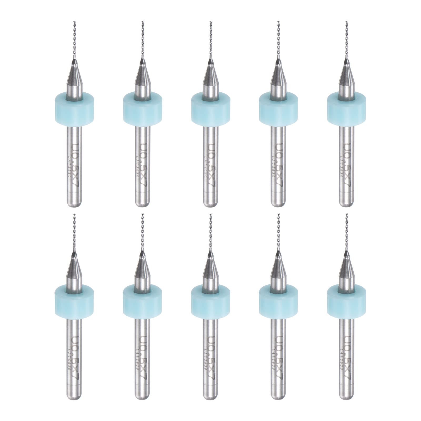 uxcell Micro PCB Drill Bit Set, 1/8″ Shank 0.5mm Solid Tungsten Carbide CNC Engr