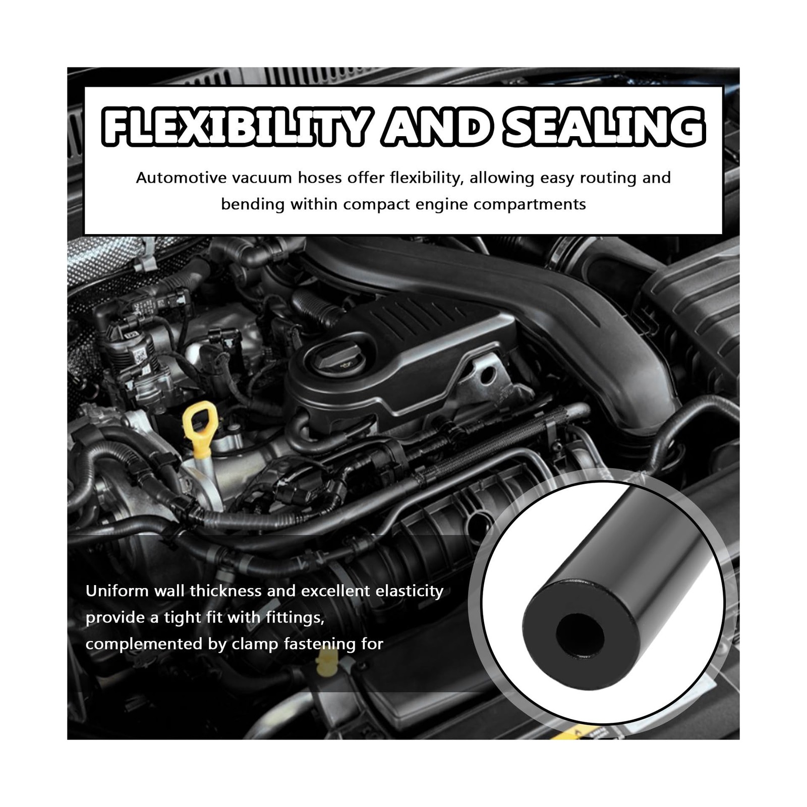 94PCS 5Ft Vacuum Hose Automotive Set,6 Sizes 3/8″,5/16″,1/4″,3/… FAST USA SHIP