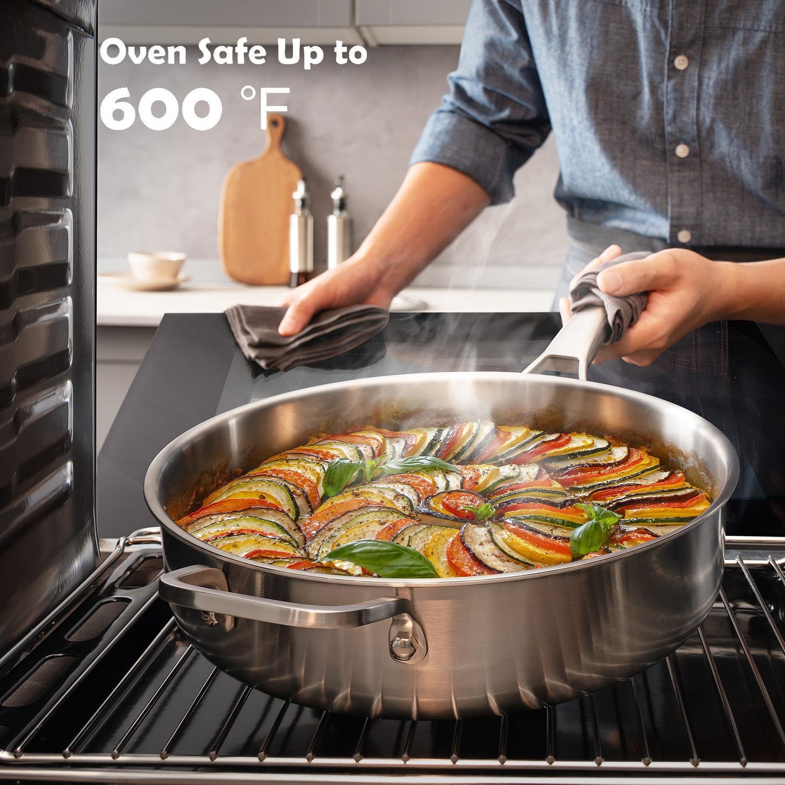 6-Quart Stainless Steel Saute Pan with Lid, 12-Inch Skillet, Dishwasher & Ove…