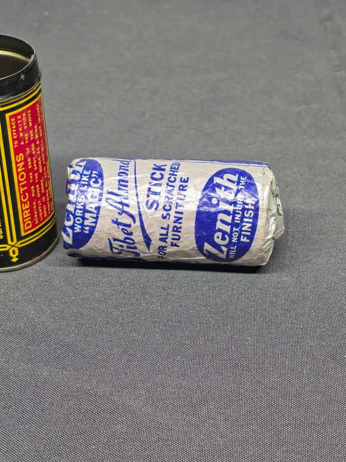 Vintage Zenith Tibet Almond Stick Scratch Remover Advertising Tin With Original