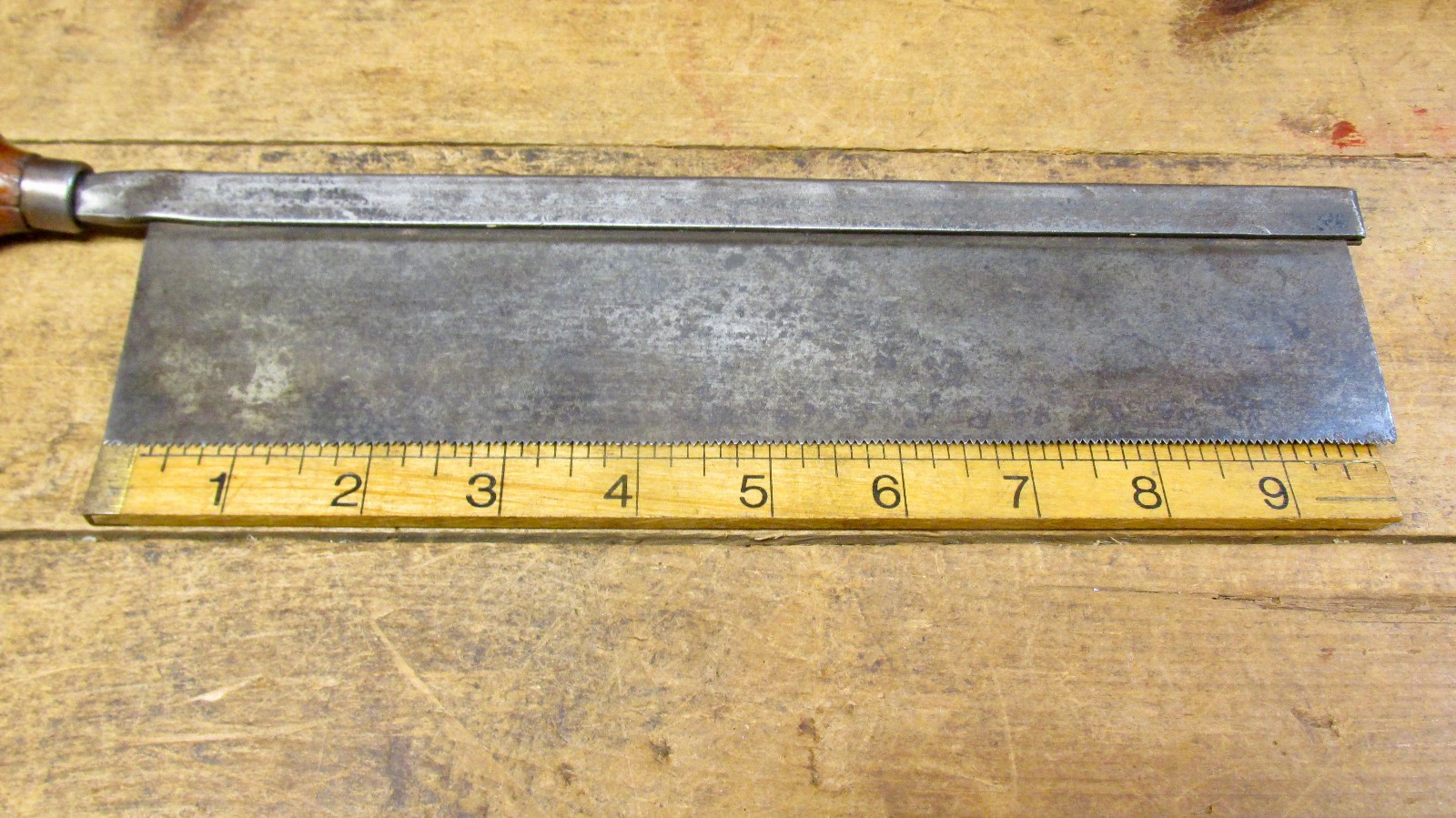 Vintage Back Saw Wooden Handle 10″ Saw Blade Fine Tooth Tool