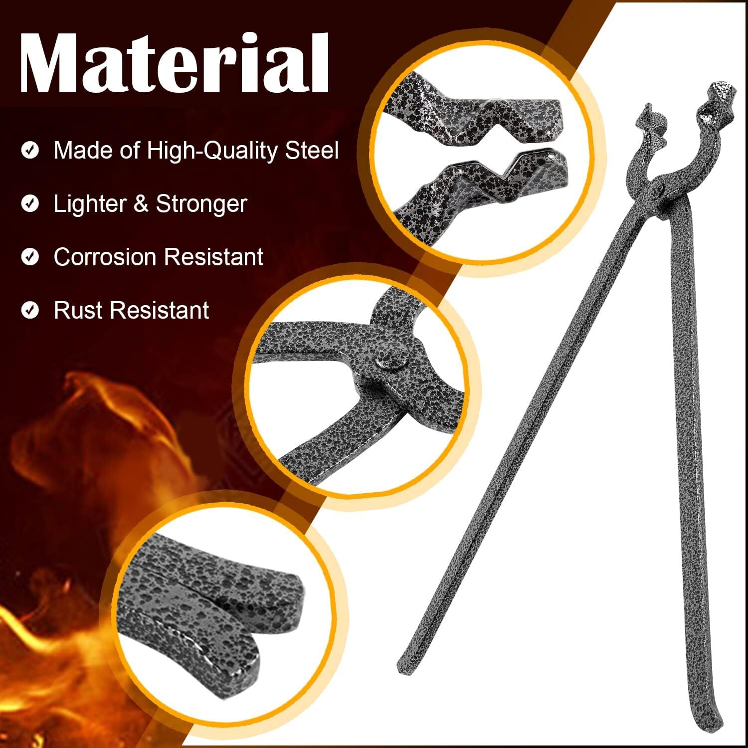 Blacksmith 5/8-inch Bolt Jaw Tongs Anvil Vise Forge Tongs for Railroad Spikes