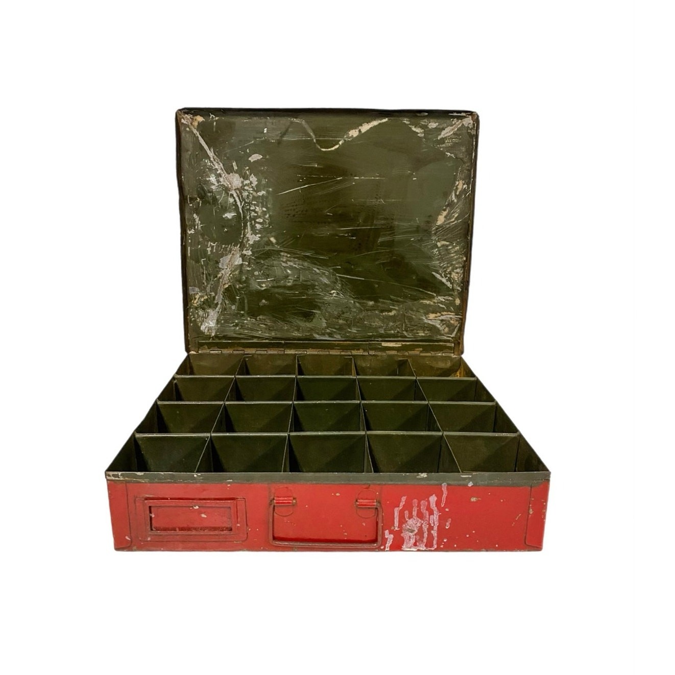 Vintage Metal Industrial 20 Compartment Jewelers Storage Case