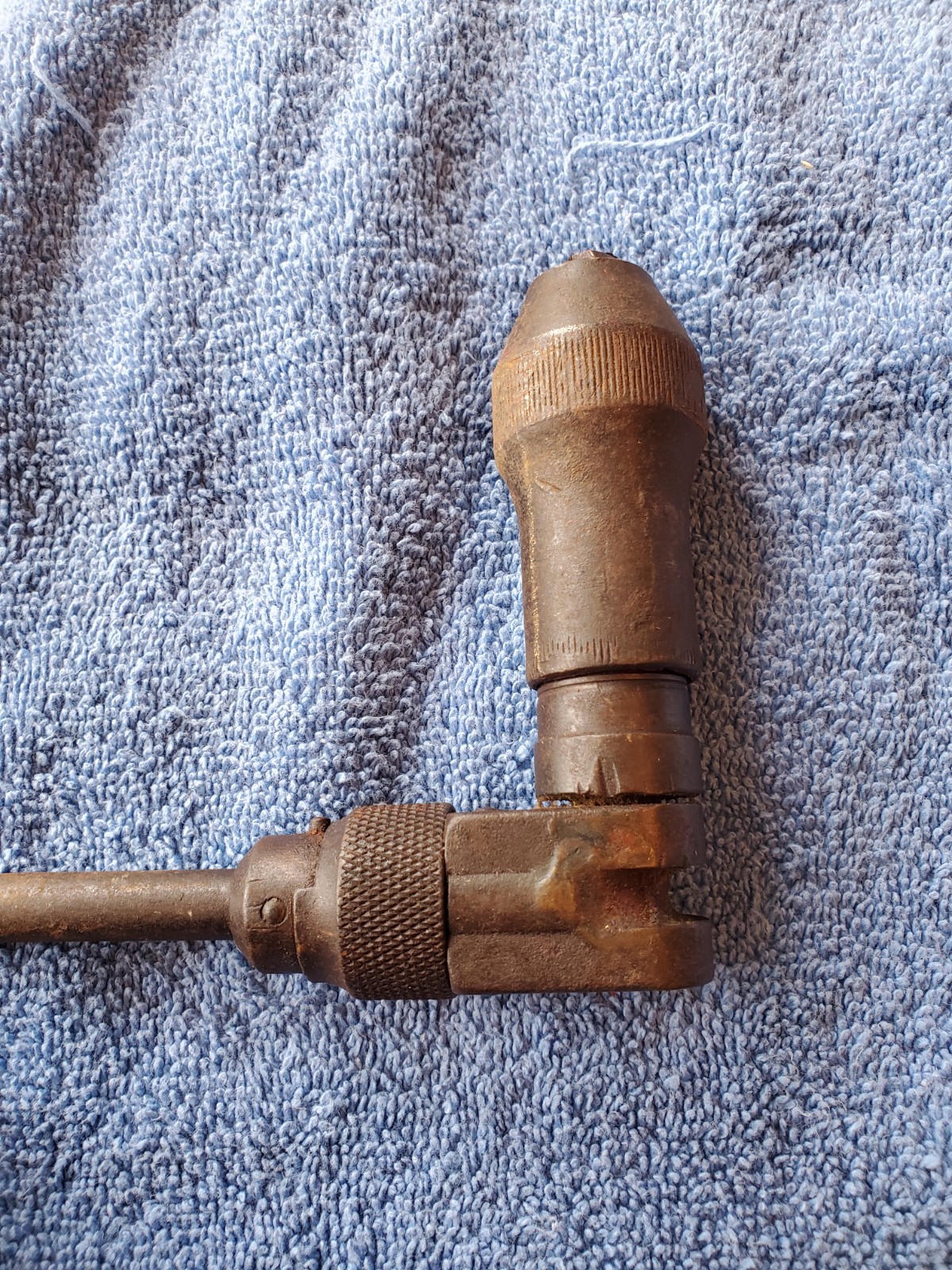 Antique Hand Crank Auger Drill Vintage Woodworking Tool with Wood Handles