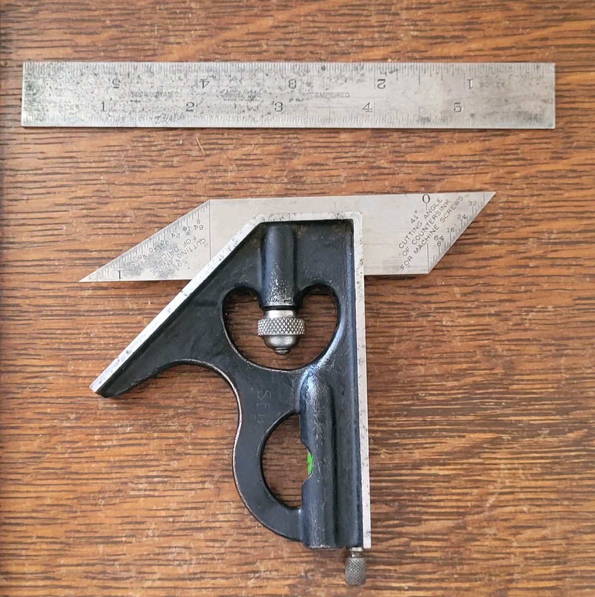 Vintage Lufkin Rule Combination Square w/6″ Rule & Angle Blade USA
