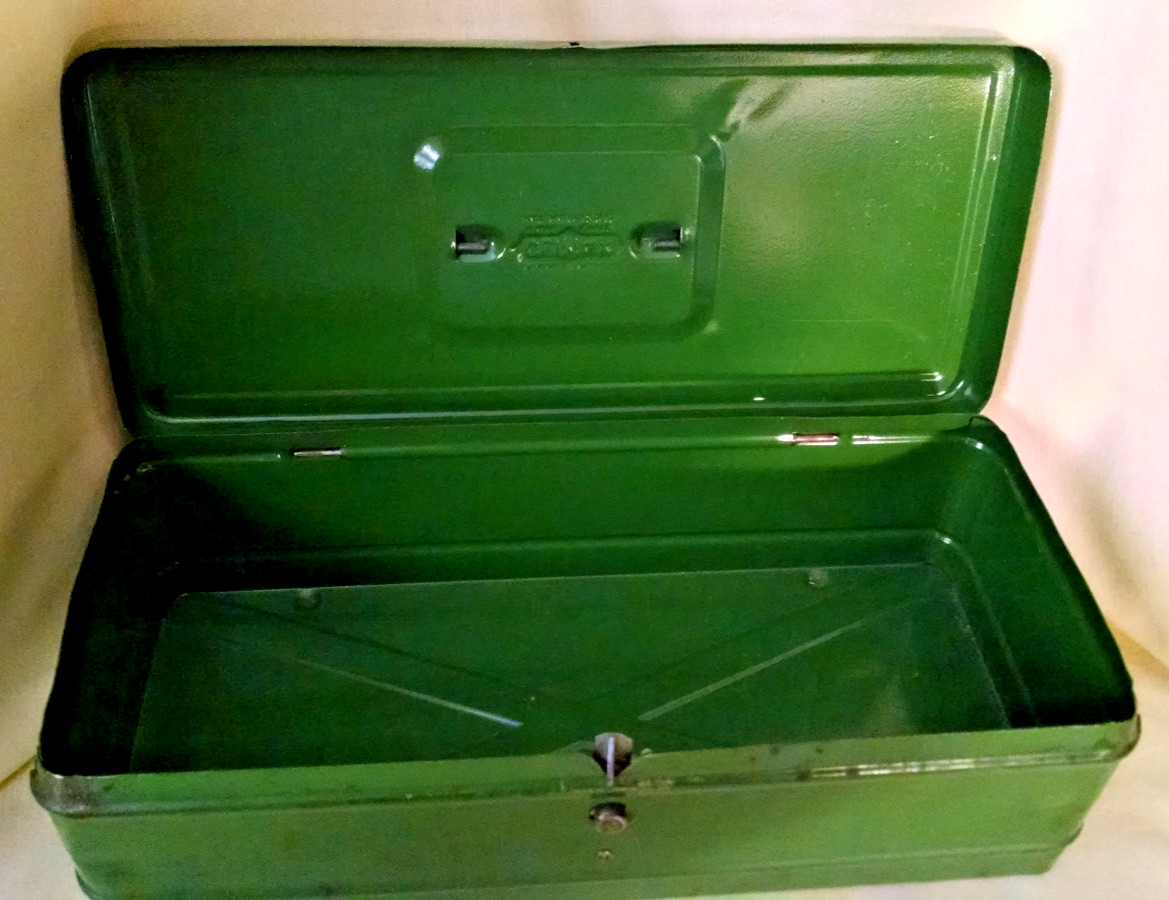 Tackle Box Climax Metal Vintage Hamilton Ohio Storage Tool Hinged Lock Handle