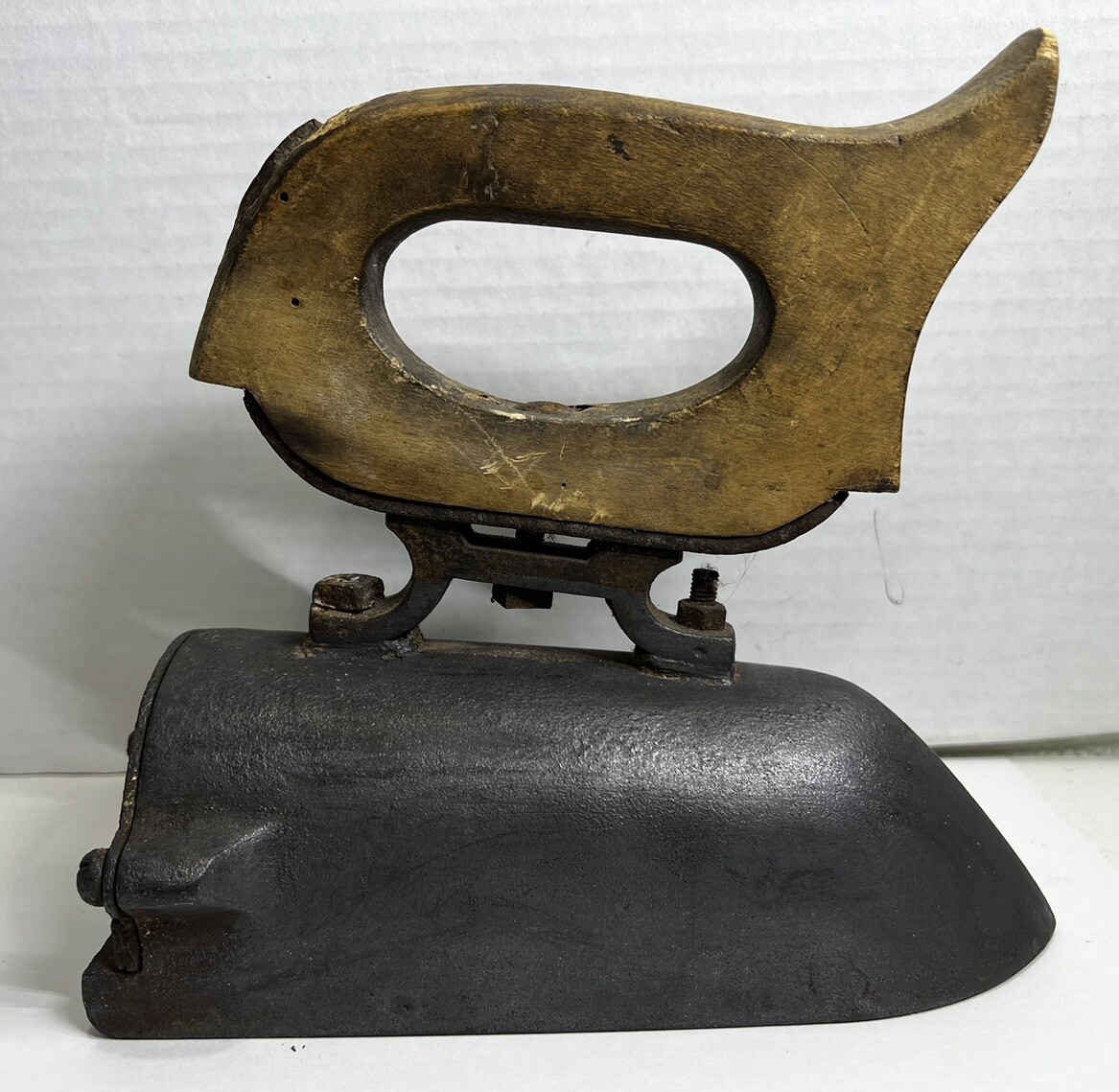 Antique Unbranded Lead Slug Iron with Wooden Handle 8.5″ x 3.5″ SEE PICS