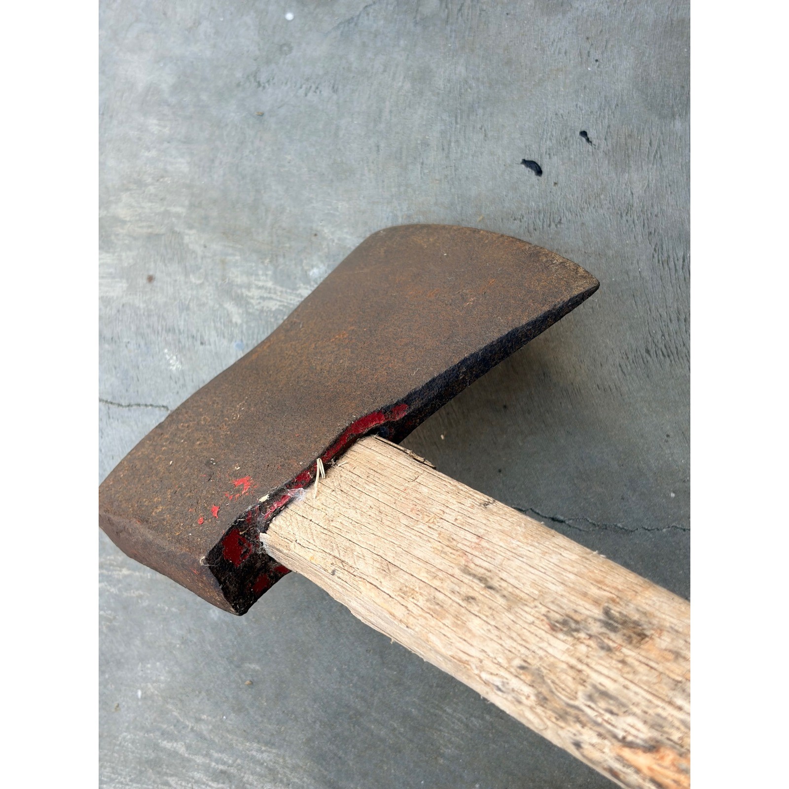Vintage Single Bit Axe Forged Steel Head 35 Inch Wood Handle Rustic Tool READ