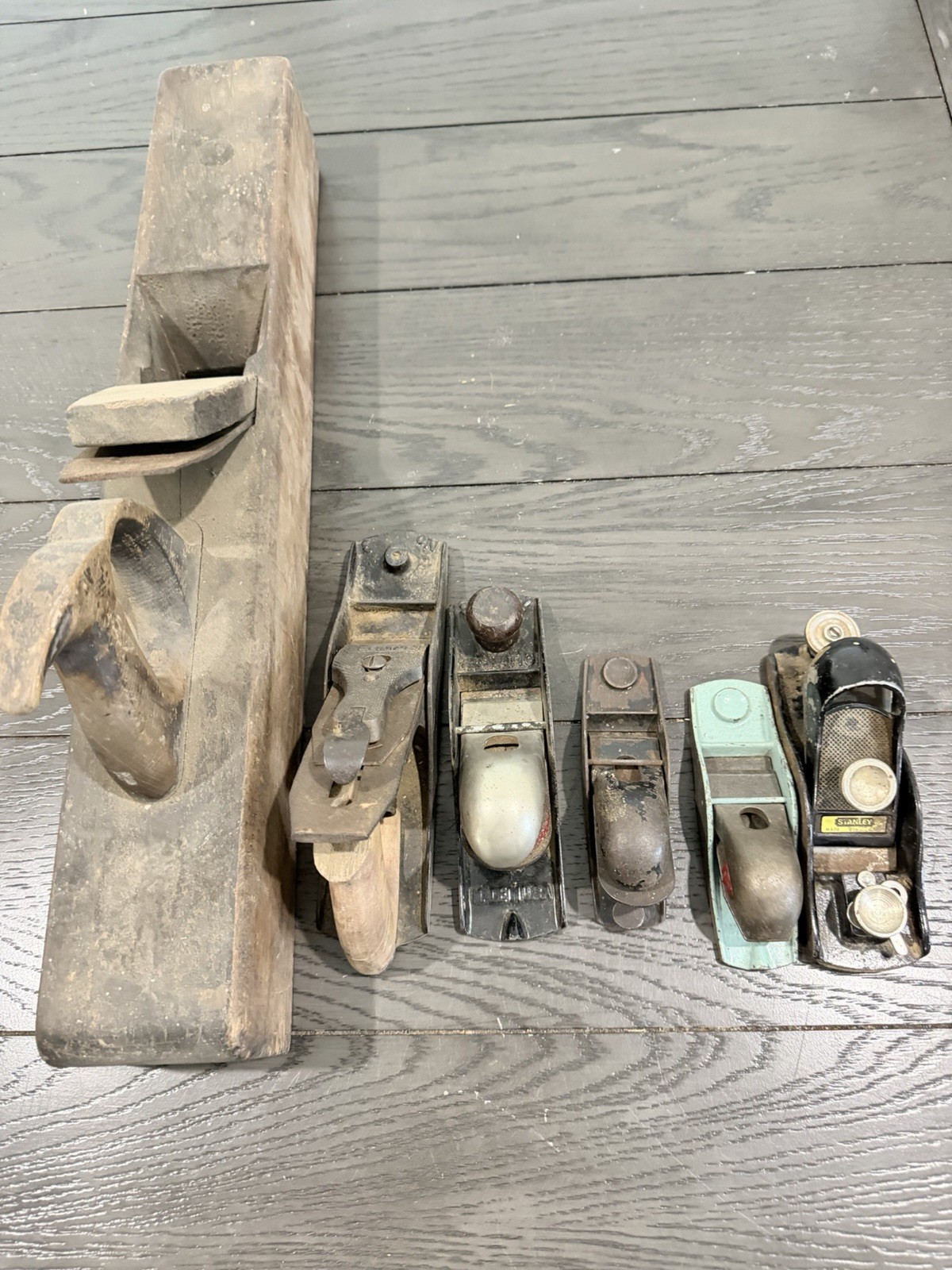 Vintage Woodworking Hand Plane Lot Of 6 Large Wooden Plane, Stanley Block Plane