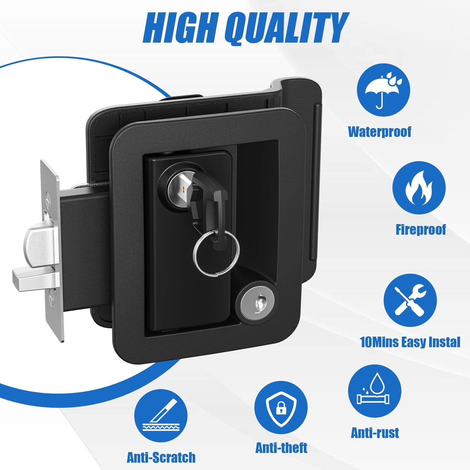 Upgraded RV Door Lock Replacement, Black RV Door Latch with Paddle Deadbolt, …