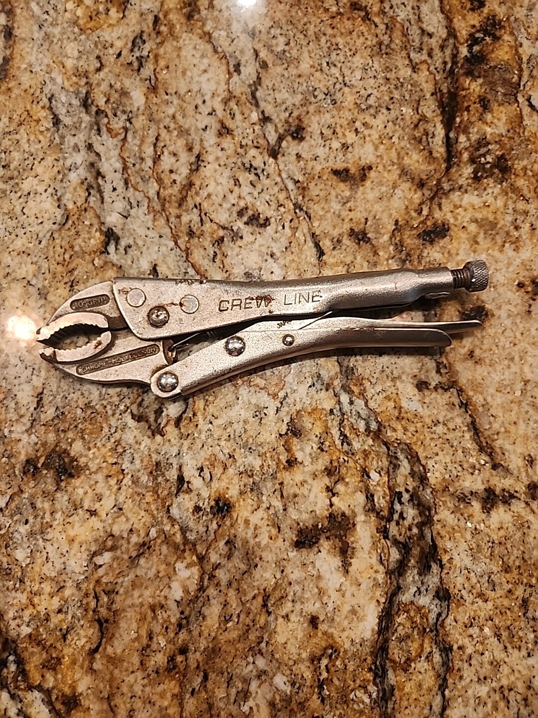 Crew Line 87D 87E CURVED JAW LOCKING PLIERS 10″ Grip Chrome-Molyedenum