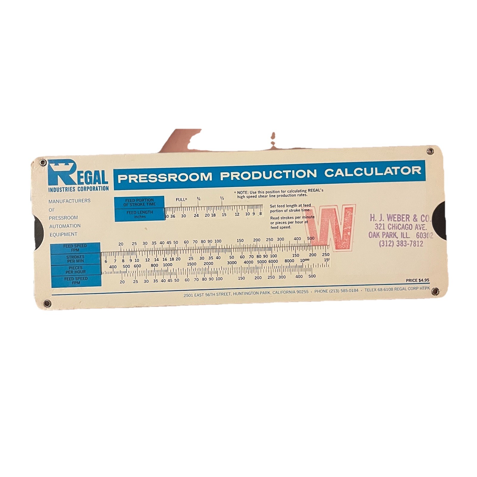 Vintage Regal Calculator – Pressroom Production & Coil Weight