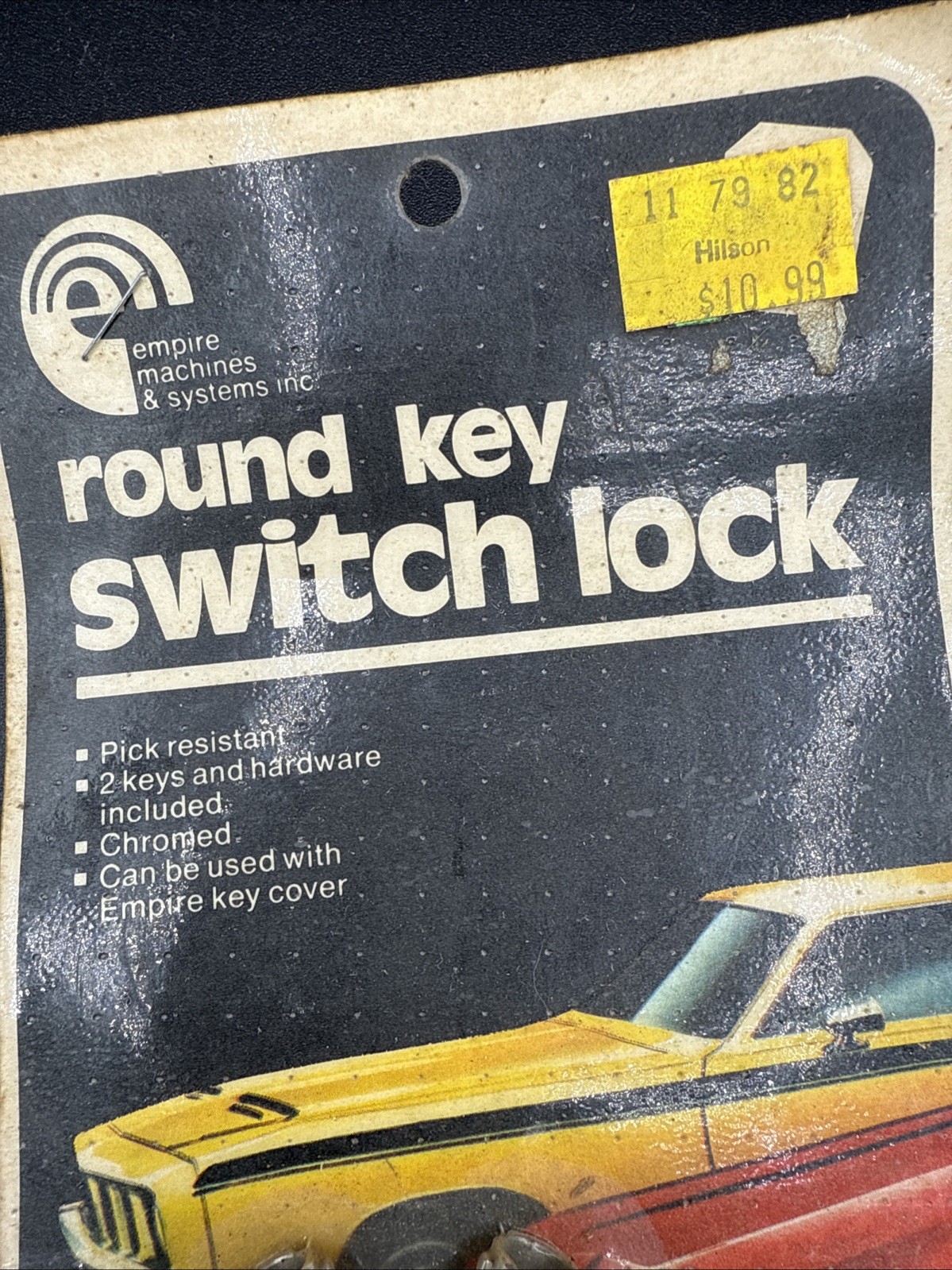 Round key switch lock 2 keys and Hardware. Vintage Part Collectable NOS Unique
