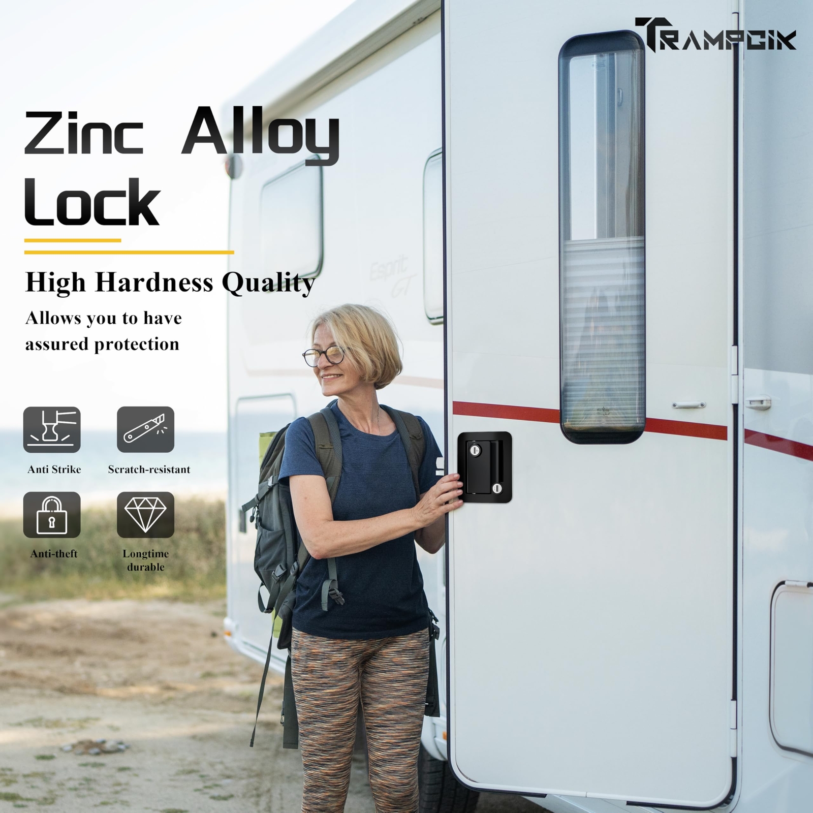 Hard-core Metal RV Door Lock RV Door Handle Fit 3.65″ x 2.95″ Lock Hole Fit f…