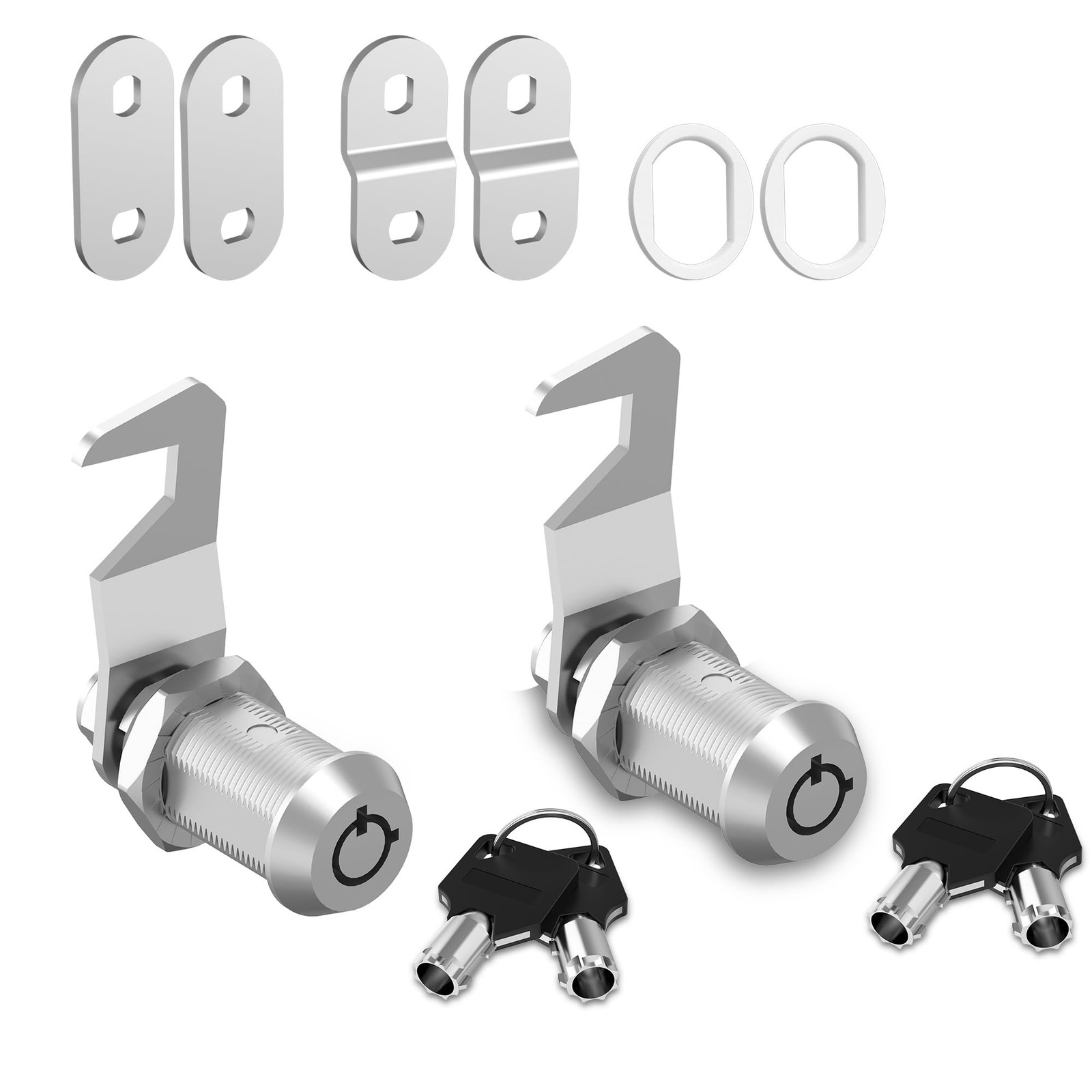2 Pcs Toolbox Locks with Keys Tubular Cam Lock 1-1/8″ Keyed Alike Hook Cam To…