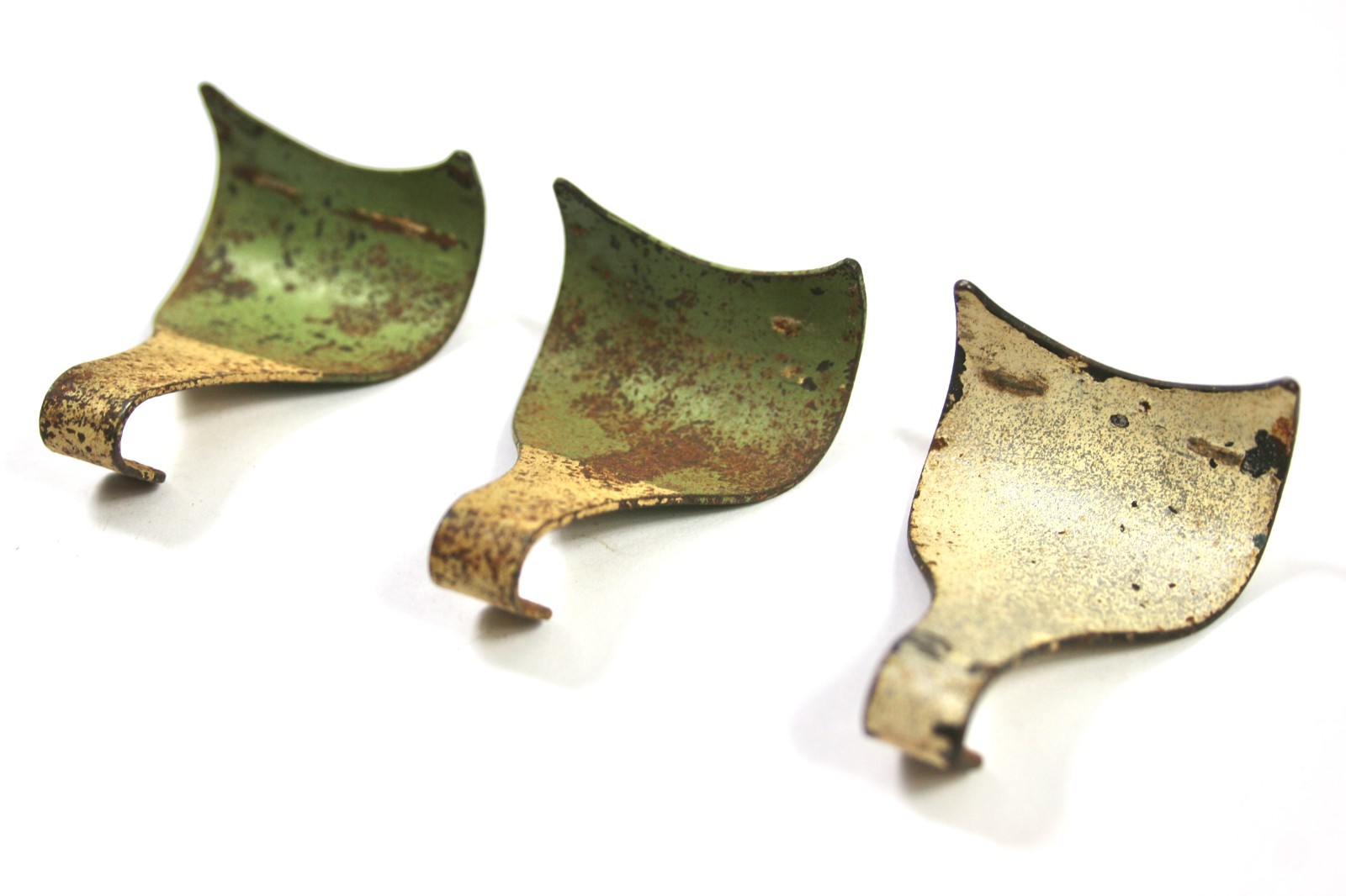 Vintage Solid Brass Picture Rail Hooks – Set of 3 – Original Shabby Chic Patina