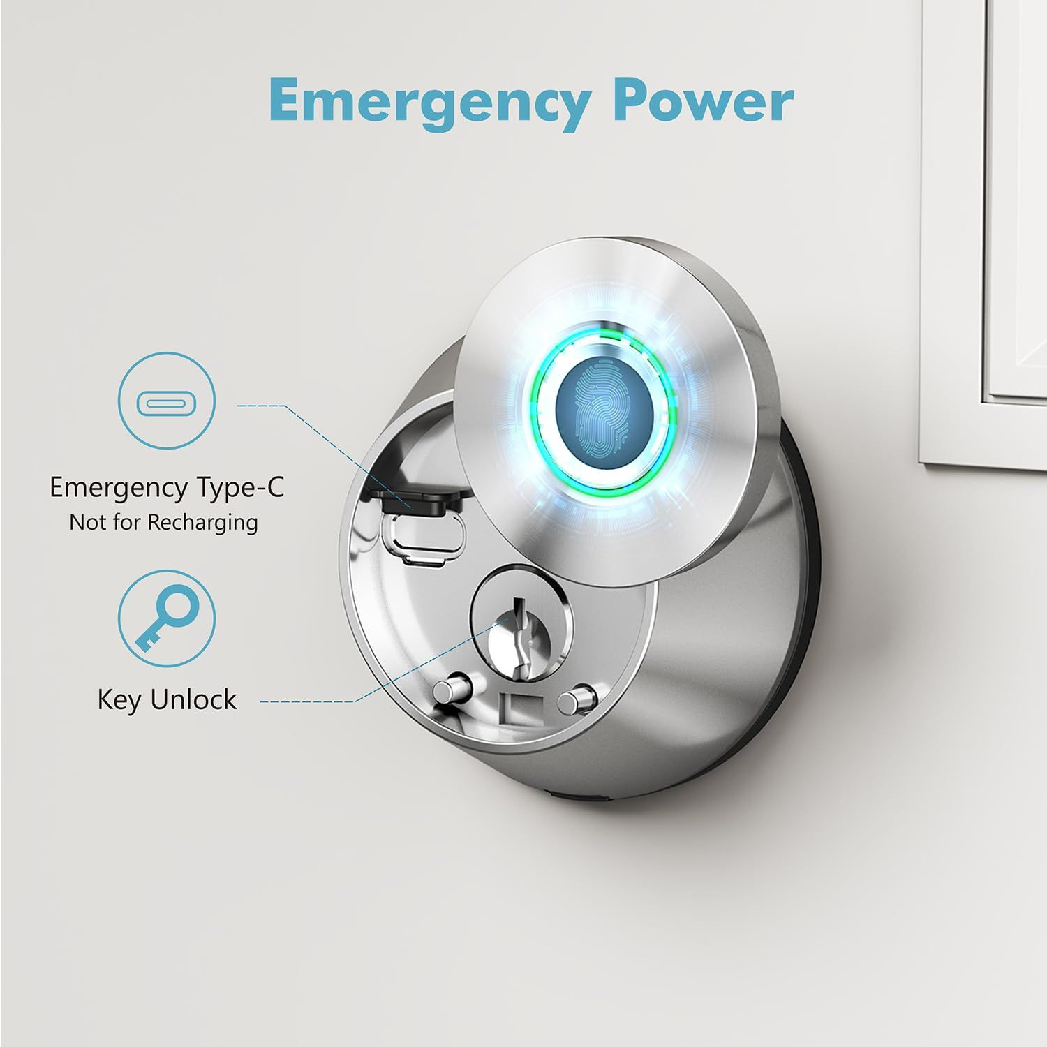 Fingerprint Keyless Entry Door Lock – Smart Deadbolt with App Control, Silver