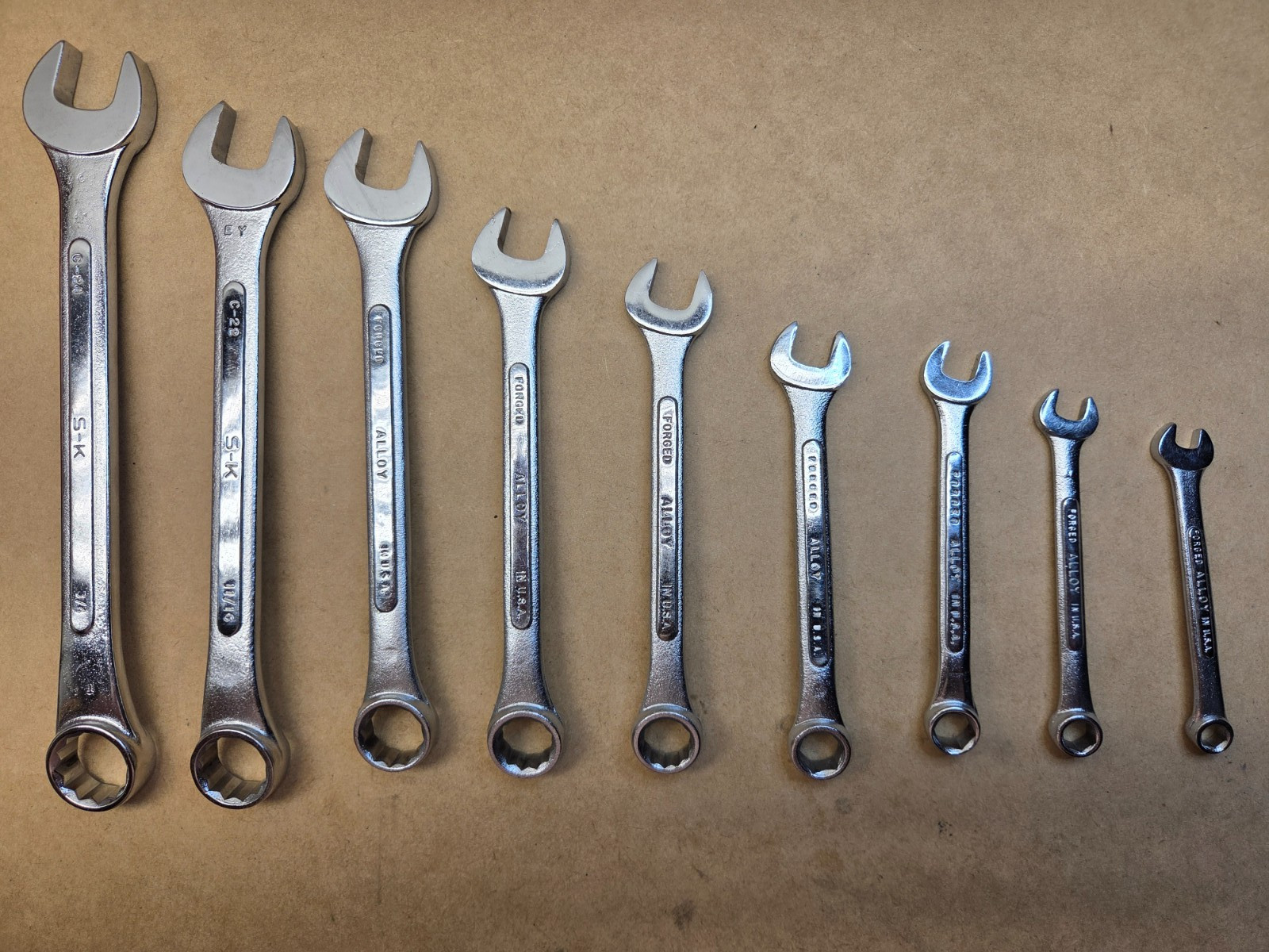 Vintage SK Tools USA- 9 Pc SAE Combination Wrench Set 1/4 – 3/4