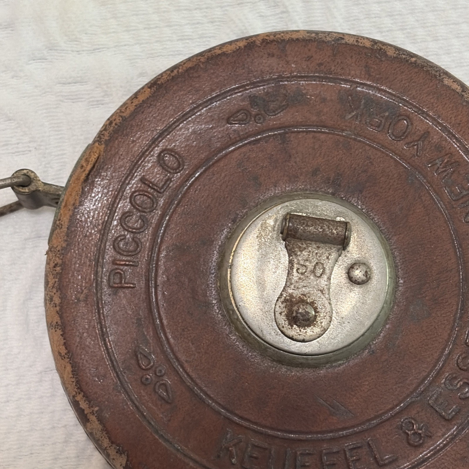 VINTAGE KEUFFEL & ESSER CO. NY “The Piccolo” LEATHER Bound TAPE MEASURE 50 Feet