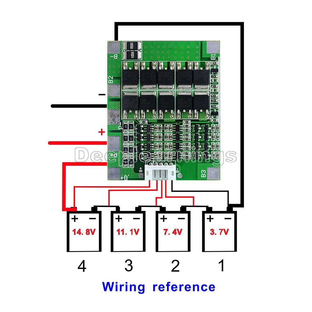 30A 14.8V 4S Li-ion Lithium Battery BMS PCB Protection Board Cell Balance