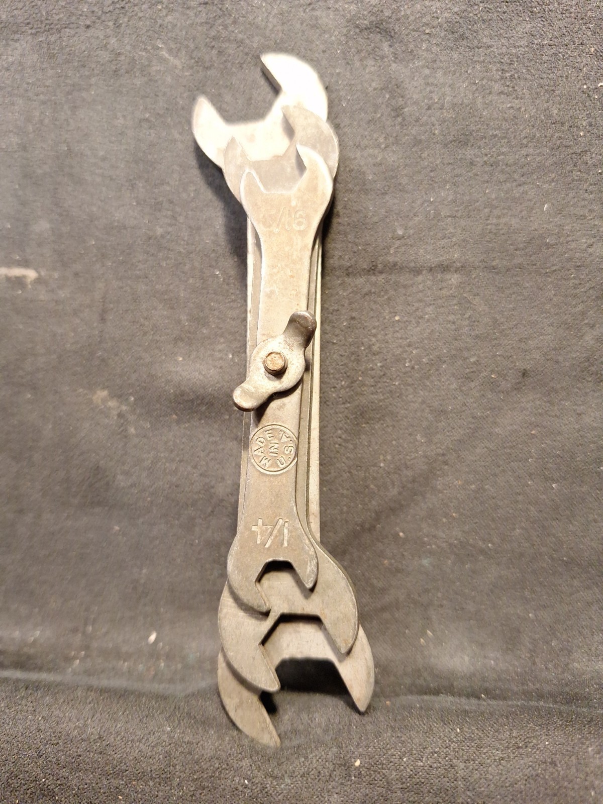 Vintage Multi-Size Folding Open-End Wrench 1/2,B9/16, 3/8, 7/16 ,5/16, 1/4,