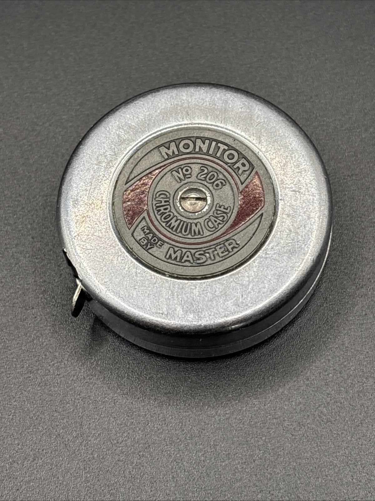 Vintage MONITOR No. 206 CHROMIUM CASE 6ft Round Tape Measure By Master