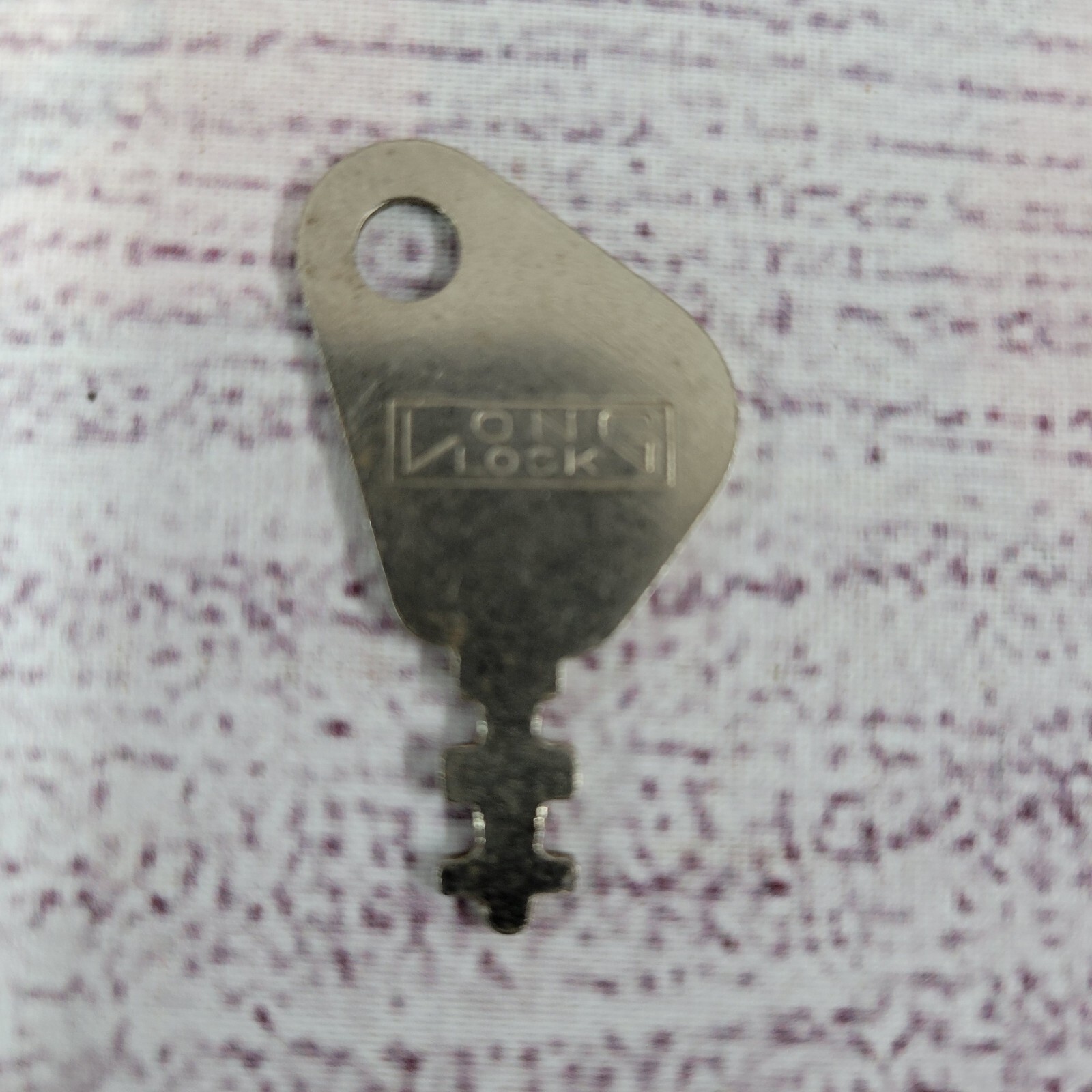Vintage long lock Co steel flat key teardrop head 1.500″