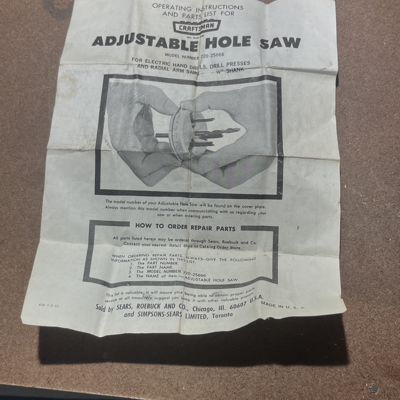 VINTAGE CRAFTSMAN TOOLS ADJUSTABLE HOLE SAW, 2566, 1-1/8” to 2-1/2”, USA