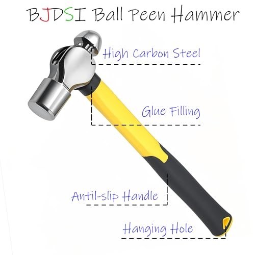 16 oz Ball Peen Hammer – Anti-Shake, Rust-Resistant, Shock-Proof Handle, Durable