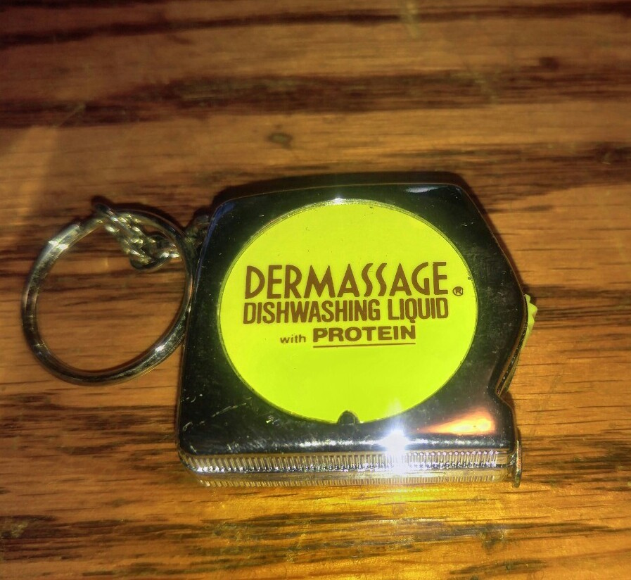 Vintage Stanley Tape Measure Dermassage Dishwashing Liquid w/ Protein KeyFob