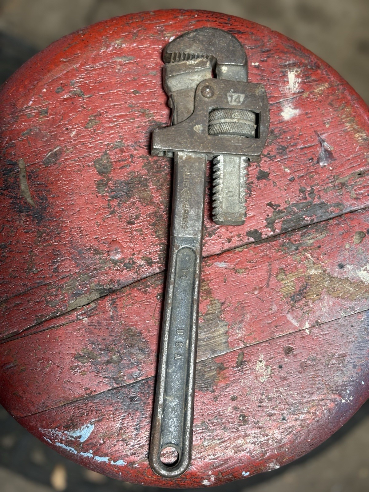 Vtg Blue Grass 14″ USA Pipe Wrench Old No. 14 1/4″ – 1/2″ Bluegrass Guaranteed