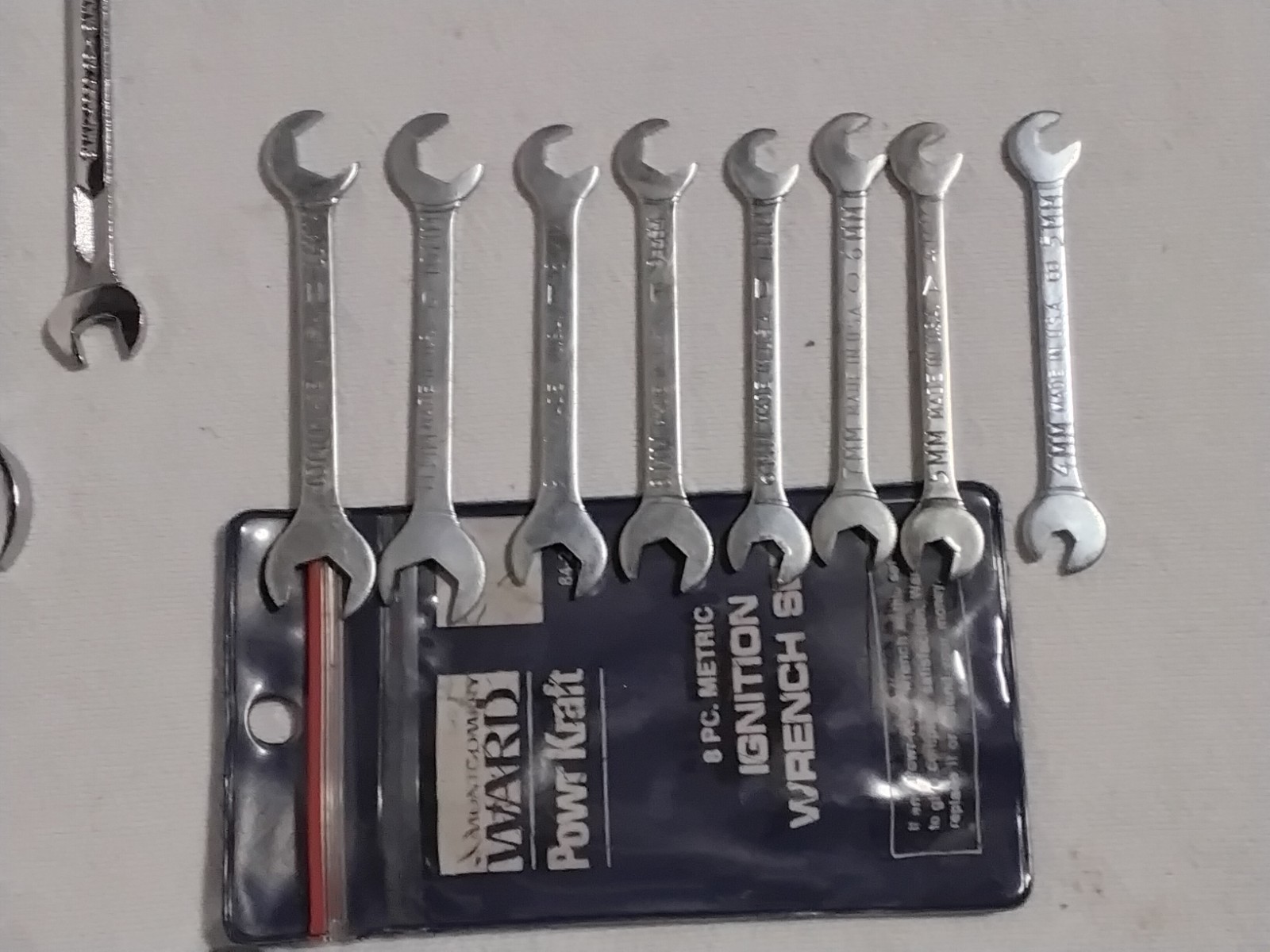 Rare Powr-Kraft Montgomery Ward Combination Wrench Set 8-SAE 4-Metric Ignition