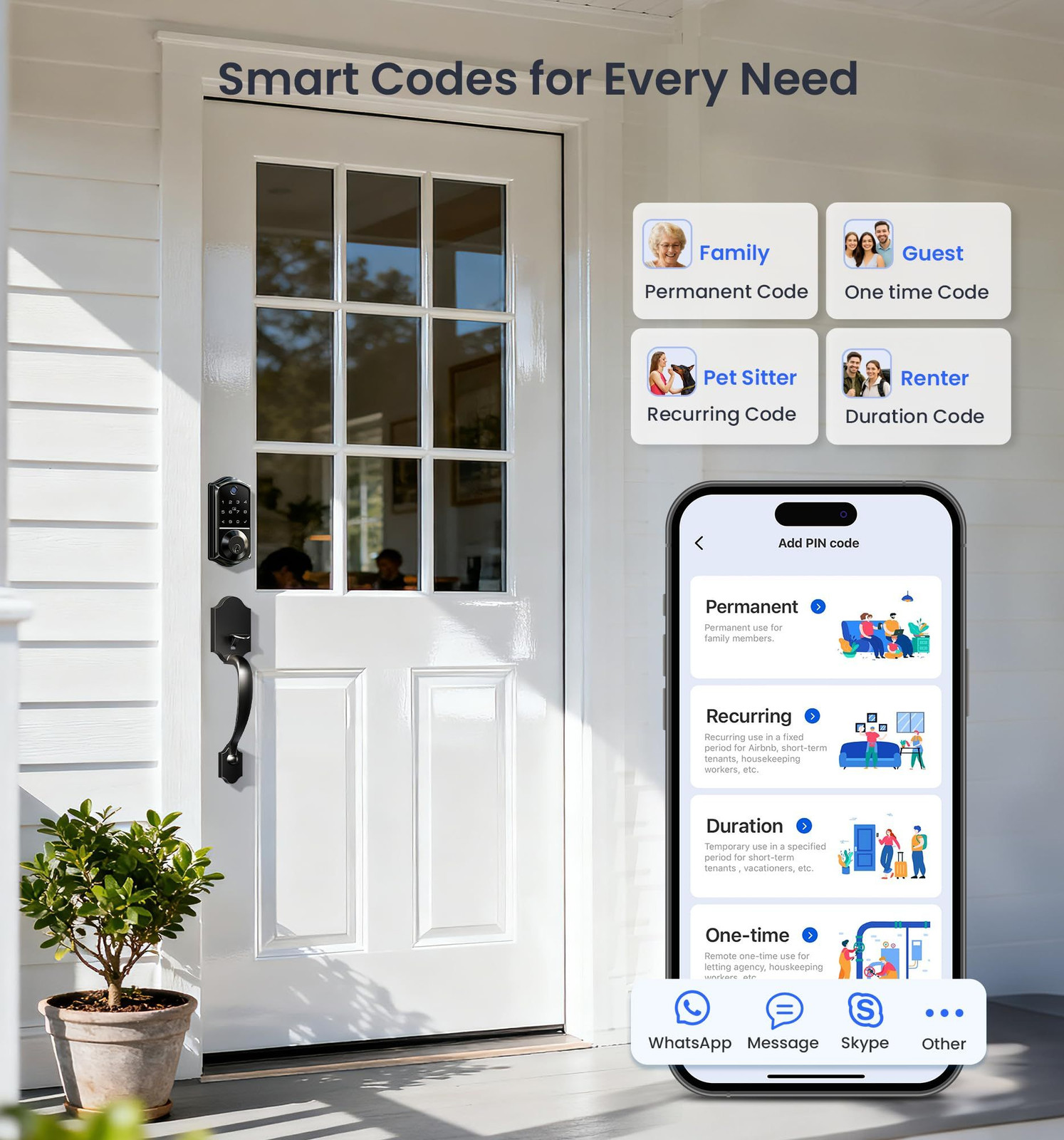 Veise VE017-H Fingerprint Smart Front Door Lock Set, App Control, Matte Black
