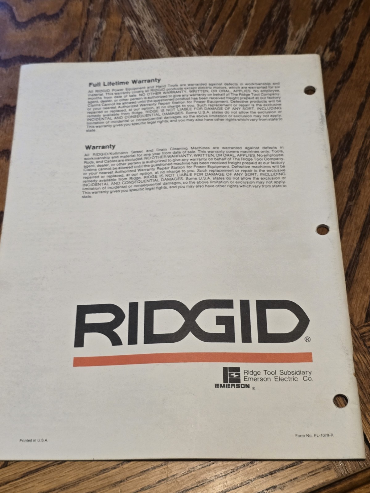 RIDGID Work Saver Tools~Tool Price List No. 1078~Oct 16, 1978~Elyria OH~VGC!