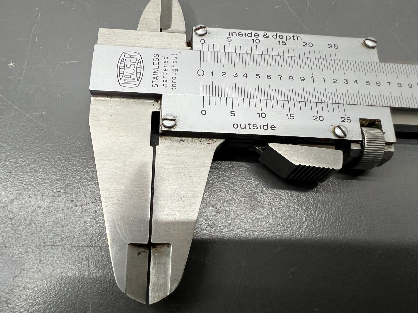 MAUSER SCHERR TUMICO 7″ HARDENED STAINLESS VERNIER CALIPER – NR MINT – GERMANY