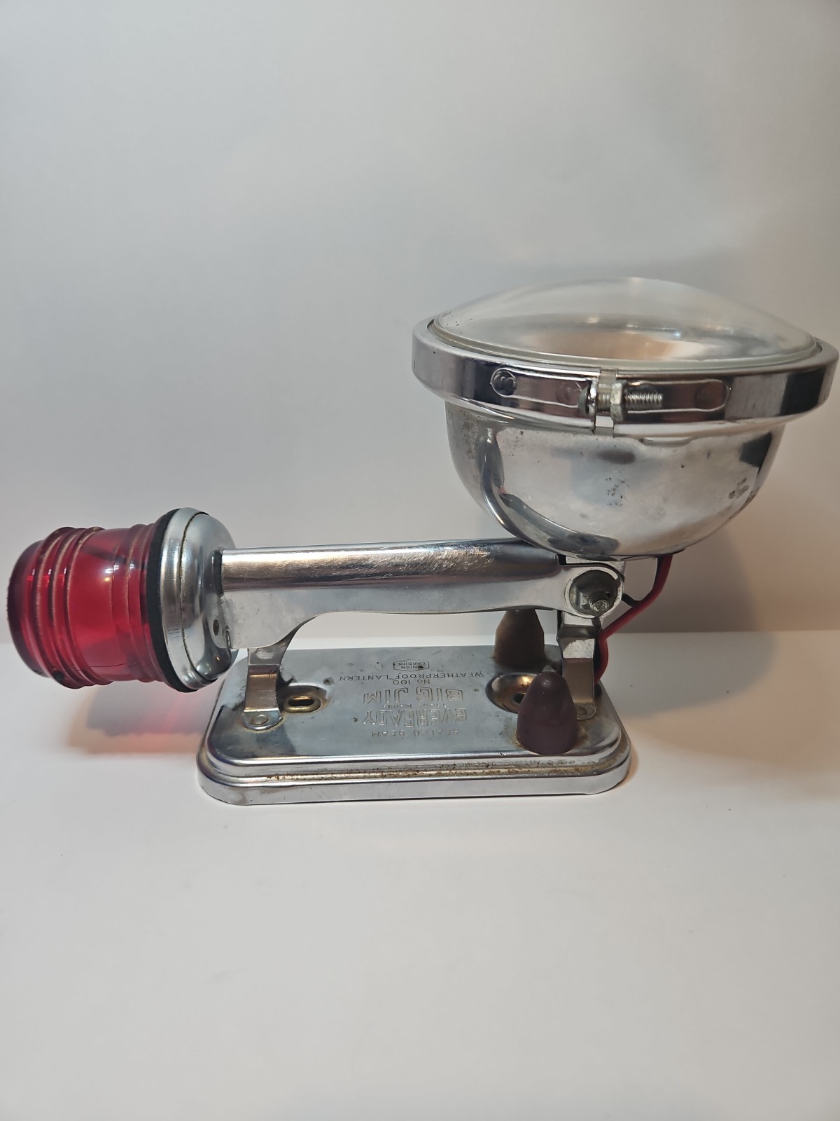 Vintage Eveready Big Jim Signal Lantern Red Lens Railroad Marine Light Untested